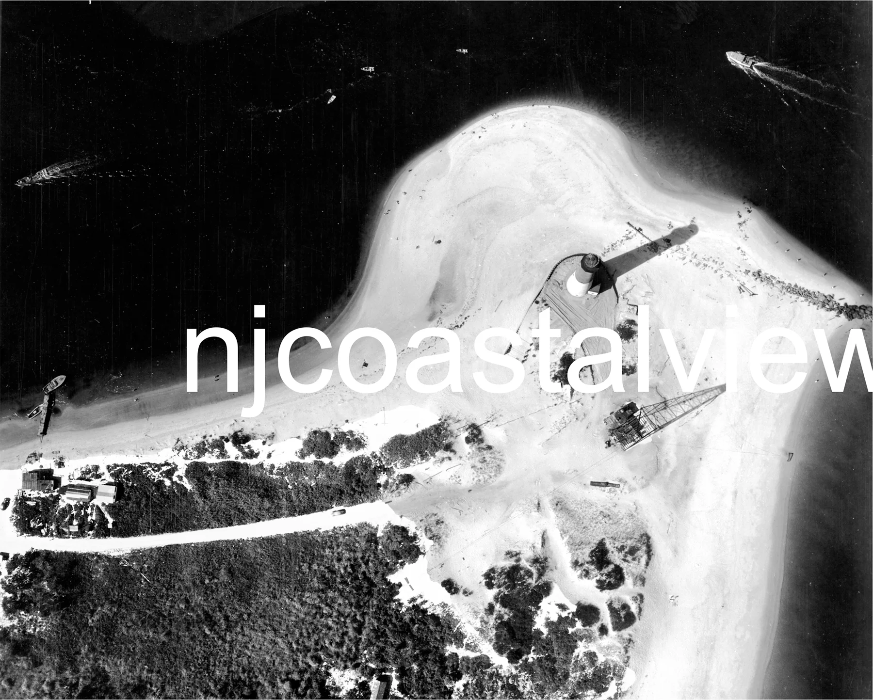 Barnegat Lighthouse — Blimp view, Oct. 29, 1944 (after hurricane)