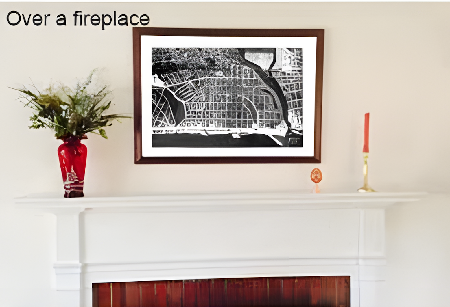 Over a fireplace